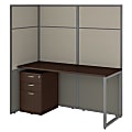 Bush Business Furniture Easy Office 60"W Cubicle Desk With File Cabinet And 66"H Open Panels Workstation, Mocha Cherry, Standard Delivery 1 thumbnail image