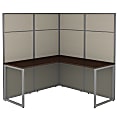 Bush Business Furniture Easy Office 60W L Shaped Cubicle Desk Workstation With 66H Panels, Mocha Cherry, Standard Delivery