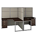 Bush Business Furniture Easy Office 60"W 2-Person L-Shaped Cubicle Desk With Drawers And 66"H Panels, Mocha Cherry, Standard Delivery 1 thumbnail image
