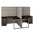 Bush Business Furniture Easy Office 60"W 2-Person L-Shaped Cubicle Desk With Drawers And 66"H Panels, Mocha Cherry, Standard Delivery 1 thumbnail image