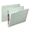 Smead® Pressboard Fastener Folders With SafeSHIELD® Fasteners, 2" Expansion, Letter Size, 100% Recycled, Gray/Green, Box Of 25 1 thumbnail image