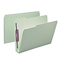 Smead® Pressboard Fastener Folders With SafeSHIELD® Coated Fasteners, 3" Expansion, Letter Size, 100% Recycled, Gray/Green, Box Of 25