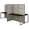 Bush Business Furniture Easy Office 60"W 4-Person Cubicle Desk Workstation With 66"H Panels, Mocha Cherry, Standard Delivery 1 thumbnail image