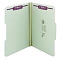 Smead® Pressboard Fastener Folders With SafeSHIELD® Coated Fasteners, 1" Expansion, Legal Size, 100% Recycled, Gray/Green, Box Of 25