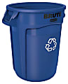 Rubbermaid® Heavy-Duty Recycling Container, 32 Gallons, 27" x 22" x 22", Blue