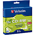 Verbatim CD-RW 700MB 4X-12X High Speed with Branded Surface - 5pk Slim Case 1 thumbnail image