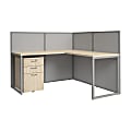 Bush Business Furniture Easy Office 60W 2 Person Cubicle Desk with Drawers and Low Panels, Natural Elm, Standard Delivery 1 thumbnail image