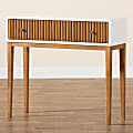 bali & pari Odile Mid-Century Modern 2-Tone 1-Drawer Console Table, 31-1/2”H 35-7/16”W x 11-13/16”D, Natural Brown/White