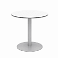KFI Studios Eveleen Round Outdoor Patio Table, 29”H x 30”W x 30”D, Designer White/Silver