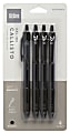 Office Depot® Brand Callisto Retractable Gel Ink Pens, Medium Point, 0.7 mm, Black Barrel, Black Ink, Pack Of 4 Pens 