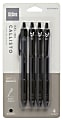 Office Depot® Brand Callisto Retractable Gel Ink Pens, Medium Point, 0.7 mm, Black Barrel, Black Ink, Pack Of 4 Pens 1 thumbnail image