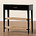 bali & pari Freya Modern Bohemian 1-Drawer Console Table, 31-1/2”H x 31-1/2”W x 11-13/16”D, Black 1 thumbnail image