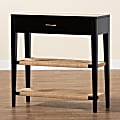 bali & pari Freya Modern Bohemian 1-Drawer Console Table, 31-1/2”H x 31-1/2”W x 11-13/16”D, Black