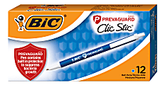 BIC® PrevaGuard Clic Stic Ballpoint Pens With Antimicrobial Additive, Medium Point, 1.0 mm, Blue Barrel, Blue Ink, Pack Of 12 Pens 1 thumbnail image