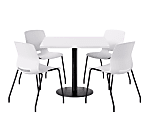 KFI Studios Proof Cafe Pedestal Table With Imme Chairs, Square, 29”H x 36”W x 36”W, Designer White Top/Black Base/White Chairs 1 thumbnail image