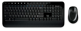 Microsoft® 2000 Wireless Keyboard & Mouse, Straight Compact Keyboard, Black, Ambidextrous Laser Mouse, Desktop 2000