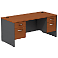 Bush Business Furniture Components Desk With 3/4 Pedestals, Auburn Maple/Graphite Gray, Standard Delivery