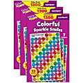 Trend SuperSpots Stickers, Colorful Sparkle Smiles, 1,300 Stickers Per Pack, Set Of 3 Packs