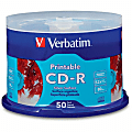 Verbatim CD-R 700MB 52X Silver Inkjet Printable - 50pk Spindle - 50 Pack 1 thumbnail image