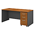 Bush Business Furniture Components 66"W x 30"D Office Desk With Mobile File Cabinet, Natural Cherry/Graphite Gray, Standard Delivery