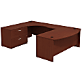 Bush Business Furniture Components Bow-Front Left-Handed U-Shaped Desk With 2-Drawer Lateral File Cabinet, Mahogany, Standard Delivery