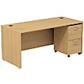 Bush Business Furniture Components Desk With 2-Drawer Mobile Pedestal, Light Oak, Standard Delivery