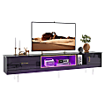 Bestier 80" Acrylic Floating TV Stand For 85" TV With Drawer & Storage Cabinet, 20-5/8”H x 80”W x 13-13/16”D, Black/Gold