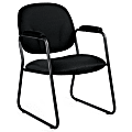 Global® Solo™ Fabric Guest Chairs With Arms, 34"H x 22"W x 25"D, Black, Carton Of 2