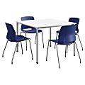 KFI Studios Dailey Square Dining Set, White/Silver/Navy