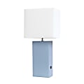 Elegant Designs Modern Leather/Fabric Desk Lamp With USB Port, 21"H, White Shade/Periwinkle Base 1 thumbnail image