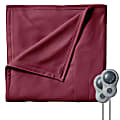 Sunbeam King-Size Electric Fleece Heated Blanket With Dual Zone, 90” x 100”, Garnet