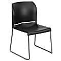 Flash Furniture HERCULES Series Full-Back Contoured Stacking Chair With Sled Base, Black/Silver