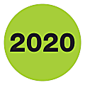 Tape Logic® 2020 Year Labels, Circle, DL6818, 2", Fluorescent Green, Roll Of 500 Labels 1 thumbnail image