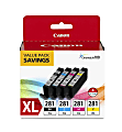 Canon® CLI-281XL ChromaLife 100+ Black; Cyan; Magenta; Yellow High-Yield Ink Tanks, Pack Of 4, 2091C005 1 thumbnail image