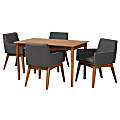 Baxton Studio Dorina 5-Piece Dining Set, Dark Gray/Walnut