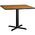 Flash Furniture Laminate Square Table Top With Table-Height Base, 31-1/8"H x 42"W x 42"D, Natural/Black