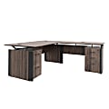Forward Furniture Allure Double-Pedestal L-Shaped Desk, 84"W, Southern Walnut/Black