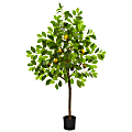 Nearly Natural Lemon 4' Artificial Tree With Pot, Green/Black