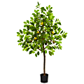 Nearly Natural Lemon 4' Artificial Tree With Pot, Green/Black 1 thumbnail image