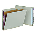 Smead® Full End-Tab Classification Folder With SafeSHIELD Fastener, 1 Divider, 4 Partitions, Straight Cut, Letter Size, 60% Recycled, Gray/Green
