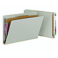 Smead® Full End-Tab Classification Folder With SafeSHIELD Fastener, 1 Divider, 4 Partitions, Straight Cut, Legal Size, Gray/Green 1 thumbnail image