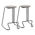 LumiSource Finn Counter Stools, Light Gray Seat/Gray Frame, Set Of 2 Stools