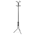 Lorell Tripod Base Coat Rack - 4 Hooks - 4 Pegs - 63.4" Height x 19" Width - for Coat, Jacket, Hat, Scarf - Metal - Silver - Powder Coated - 1 Each 1 thumbnail image