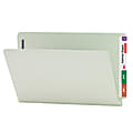 Smead® Pressboard End-Tab Folders With Fasteners, Straight Cut, 1" Expansion, Legal Size, Gray/Green, Pack Of 25 1 thumbnail image