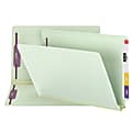 Smead® Pressboard End-Tab Folders With Fastener, Straight Cut, 2" Expansion, Legal Size, Gray/Green, Pack Of 25
