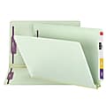 Smead® Pressboard End-Tab Folders With Fastener, Straight Cut, 2" Expansion, Legal Size, Gray/Green, Pack Of 25 1 thumbnail image