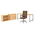 Bush Business Furniture 400 Series 72"W Table Desk And Chair Set With Storage, Natural Maple, Standard Delivery 1 thumbnail image