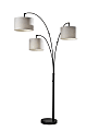 Adesso® Bowery 3-Arm Arc Floor Lamp, 73-1/2"H, Taupe Shade/Matte Black Base 1 thumbnail image