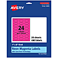 Avery® Print-To-The-Edge Labels With Sure Feed® Technology And Easy Peel® Label Feature, 94053-NMP20, Oval, 1" x 2", Matte Neon Magenta, Pack of 480 1 thumbnail image