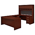 Bush Business Furniture 72"W Bow-Front U-Shaped Corner Desk With Hutch And Storage, Mahogany, Standard Delivery